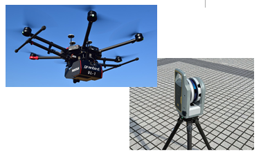 3次元レーザー計測ドローンとスキャナー
