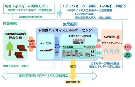 木質バイオマスのガス化発電の図式